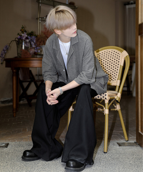 neos(ネオス)の「【neos】ルーズシルエット エンボス ボーダー オープンカラー ハーフスリーブ シャツ(シャツ/ブラウス・メンズ・ブラック/チャコールグレー/ホワイト/ワインレッド・MEDIUM/LARGE/X-LARGE)」の19枚目の写真