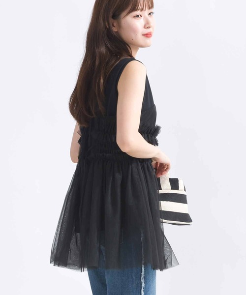 PICCIN PERLA(ピッチンペルラ)の「チュールキャミソール(キャミソール・レディース・ブラック・M)」の5枚目の写真