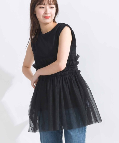 PICCIN PERLA(ピッチンペルラ)の「チュールキャミソール(キャミソール・レディース・ブラック・M)」の3枚目の写真