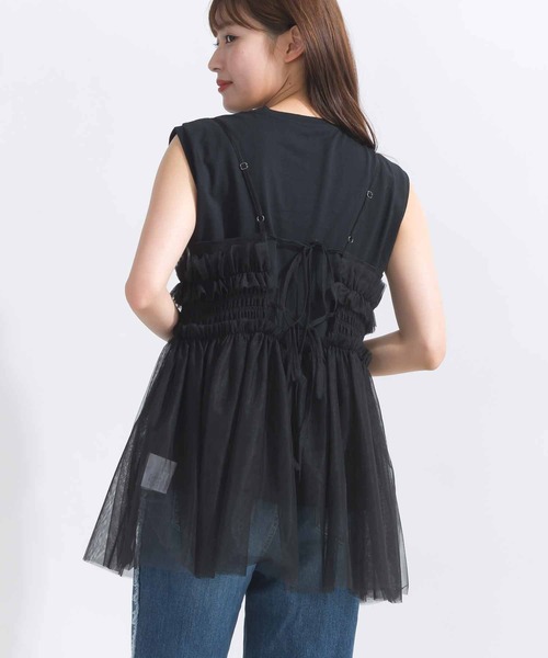 PICCIN PERLA(ピッチンペルラ)の「チュールキャミソール(キャミソール・レディース・ブラック・M)」の4枚目の写真