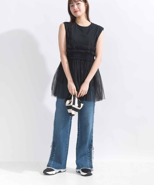 PICCIN PERLA(ピッチンペルラ)の「チュールキャミソール(キャミソール・レディース・ブラック・M)」の2枚目の写真