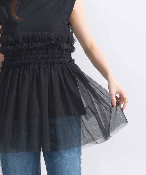 PICCIN PERLA(ピッチンペルラ)の「チュールキャミソール(キャミソール・レディース・ブラック・M)」の6枚目の写真