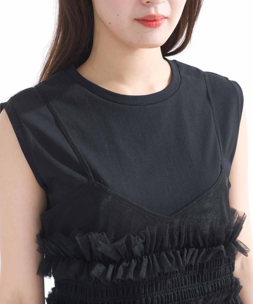 PICCIN PERLA(ピッチンペルラ)の「チュールキャミソール(キャミソール・レディース・ブラック・M)」の15枚目の写真