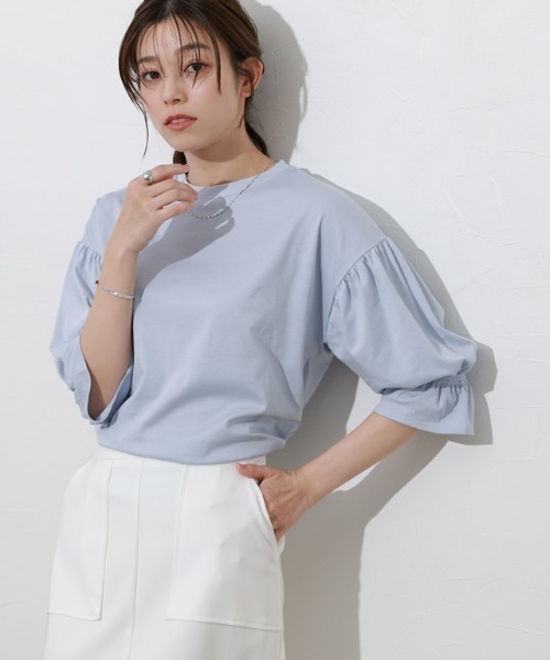 Pierrot（ピエロ）の「接触冷感キャンディスリーブTシャツ（Tシャツ/カットソー・レディース・ブラック/ライトブルー/グレイッシュベージュ/オフホワイト・L/M）」の13枚目の写真