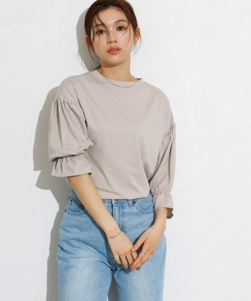 Pierrot（ピエロ）の「接触冷感キャンディスリーブTシャツ（Tシャツ/カットソー・レディース・ブラック/ライトブルー/グレイッシュベージュ/オフホワイト・L/M）」の20枚目の写真