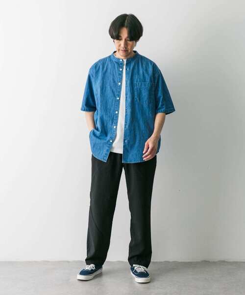 URBAN RESEARCH DOORS(アーバンリサーチドアーズ)の「リネン混 デニムバンドショートスリーブシャツ(シャツ/ブラウス・メンズ・ブルー系その他/ワンウォッシュ・MEDIUM/LARGE)」の9枚目の写真
