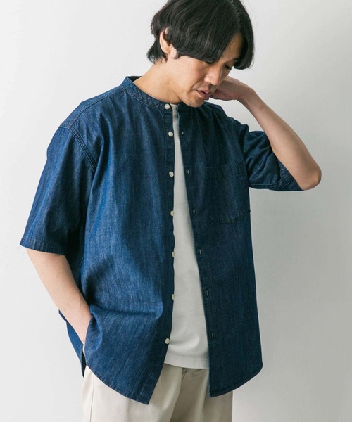 URBAN RESEARCH DOORS(アーバンリサーチドアーズ)の「リネン混 デニムバンドショートスリーブシャツ(シャツ/ブラウス・メンズ・ブルー系その他/ワンウォッシュ・MEDIUM/LARGE)」の11枚目の写真
