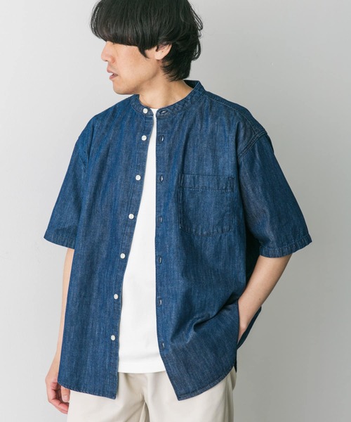 URBAN RESEARCH DOORS(アーバンリサーチドアーズ)の「リネン混 デニムバンドショートスリーブシャツ(シャツ/ブラウス・メンズ・ブルー系その他/ワンウォッシュ・MEDIUM/LARGE)」の12枚目の写真