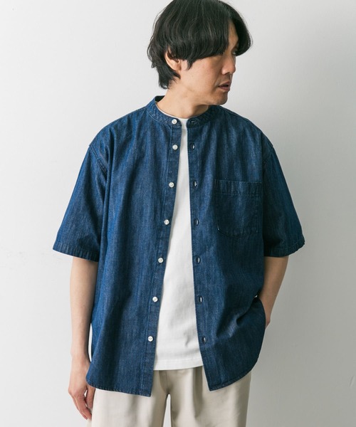 URBAN RESEARCH DOORS(アーバンリサーチドアーズ)の「リネン混 デニムバンドショートスリーブシャツ(シャツ/ブラウス・メンズ・ブルー系その他/ワンウォッシュ・MEDIUM/LARGE)」の13枚目の写真