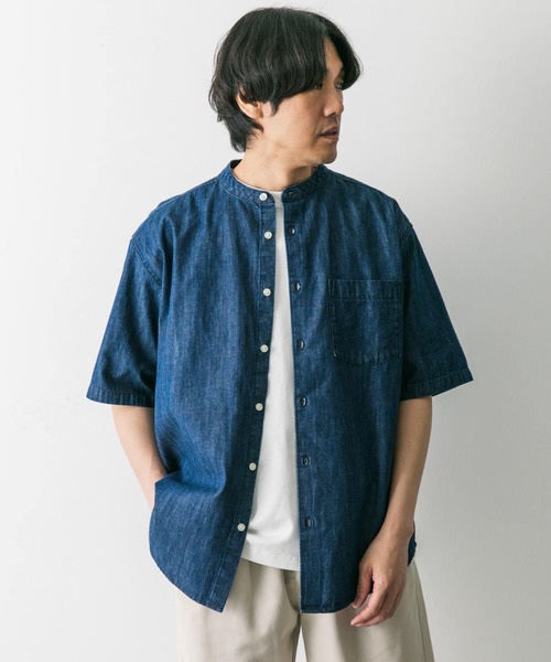 URBAN RESEARCH DOORS(アーバンリサーチドアーズ)の「リネン混 デニムバンドショートスリーブシャツ(シャツ/ブラウス・メンズ・ブルー系その他/ワンウォッシュ・MEDIUM/LARGE)」の15枚目の写真