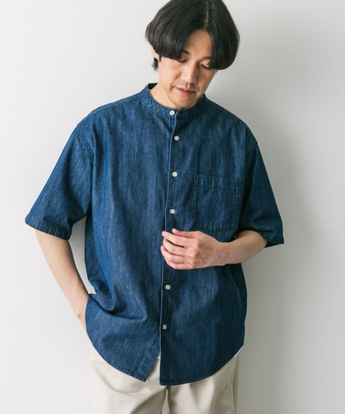 URBAN RESEARCH DOORS(アーバンリサーチドアーズ)の「リネン混 デニムバンドショートスリーブシャツ(シャツ/ブラウス・メンズ・ブルー系その他/ワンウォッシュ・MEDIUM/LARGE)」の16枚目の写真