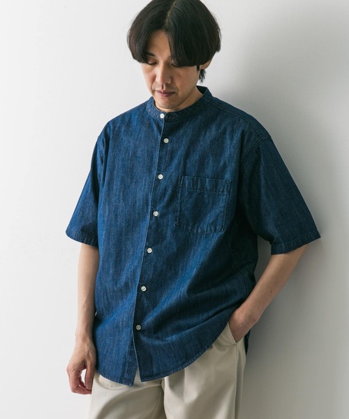 URBAN RESEARCH DOORS(アーバンリサーチドアーズ)の「リネン混 デニムバンドショートスリーブシャツ(シャツ/ブラウス・メンズ・ブルー系その他/ワンウォッシュ・MEDIUM/LARGE)」の17枚目の写真