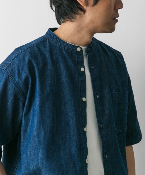 URBAN RESEARCH DOORS(アーバンリサーチドアーズ)の「リネン混 デニムバンドショートスリーブシャツ(シャツ/ブラウス・メンズ・ブルー系その他/ワンウォッシュ・MEDIUM/LARGE)」の18枚目の写真
