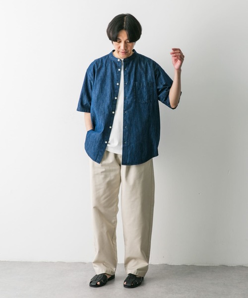 URBAN RESEARCH DOORS(アーバンリサーチドアーズ)の「リネン混 デニムバンドショートスリーブシャツ(シャツ/ブラウス・メンズ・ブルー系その他/ワンウォッシュ・MEDIUM/LARGE)」の19枚目の写真