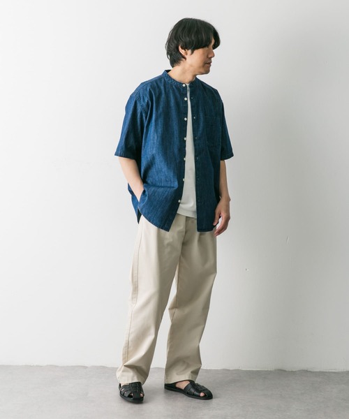 URBAN RESEARCH DOORS(アーバンリサーチドアーズ)の「リネン混 デニムバンドショートスリーブシャツ(シャツ/ブラウス・メンズ・ブルー系その他/ワンウォッシュ・MEDIUM/LARGE)」の20枚目の写真