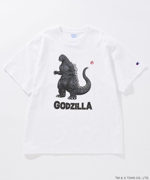 JOURNAL STANDARD（ジャーナルスタンダード）の「CHAMPION / JS GODZILLA 70th PRINT TEE（Tシャツ/カットソー・メンズ・ブラック系その他/ライトホワイト/ホワイト/ホワイト系その他/ブラック×ブラック/オフホワイト/グレー/チャコールグレー/スミクロ/ホワイト×ホワイト/ブラック・MEDIUM/LARGE/X-LARGE）」の2枚目の写真