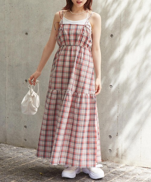 w closet(ダブルクローゼット)の「【2WAY】リボンキャミワンピース(ワンピース・レディース・ブラック/ワインレッド/レッド系その他・FREE)」の3枚目の写真