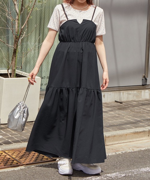 w closet(ダブルクローゼット)の「【2WAY】リボンキャミワンピース(ワンピース・レディース・ブラック/ワインレッド/レッド系その他・FREE)」の2枚目の写真