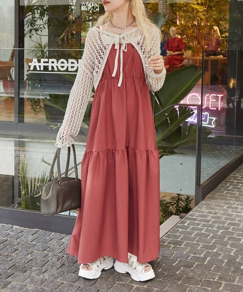w closet(ダブルクローゼット)の「【2WAY】リボンキャミワンピース(ワンピース・レディース・ブラック/ワインレッド/レッド系その他・FREE)」の22枚目の写真