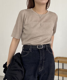 CAPRICIEUX LE'MAGE | ラメハーフスリーブプルオーバー(ニット/セーター)