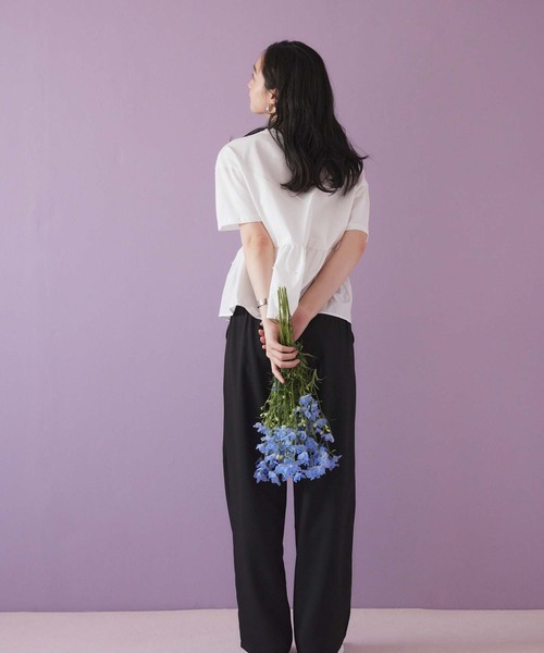 fifth(フィフス)の「麻混ストレートパンツ(その他パンツ・レディース・ブラック/アイボリー・M)」の6枚目の写真