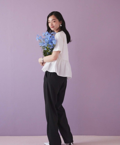 fifth(フィフス)の「麻混ストレートパンツ(その他パンツ・レディース・ブラック/アイボリー・M)」の5枚目の写真