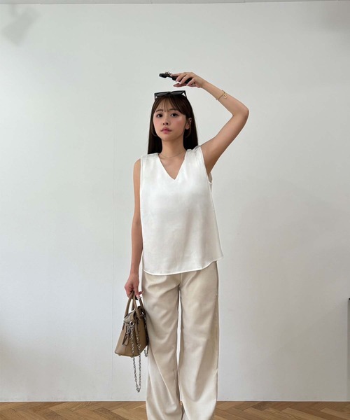 fifth(フィフス)の「麻混ストレートパンツ(その他パンツ・レディース・ブラック/アイボリー・M)」の8枚目の写真