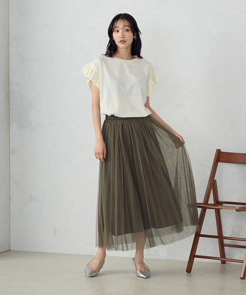 COMME CA ISM(コムサイズム)の「フリルカットソー(Tシャツ/カットソー・レディース・アイボリー/ブラック・MEDIUM/LARGE)」の3枚目の写真