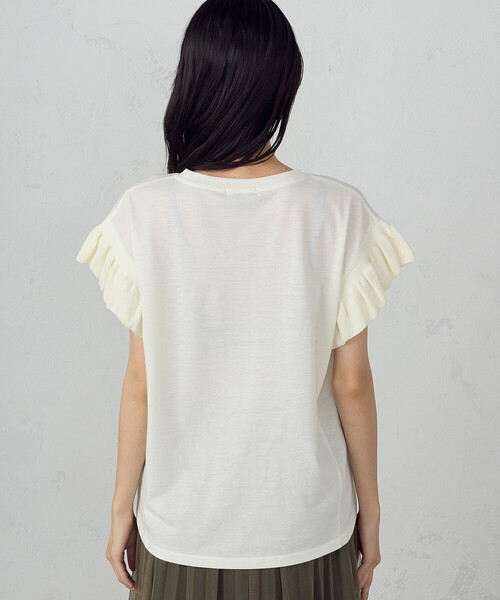 COMME CA ISM(コムサイズム)の「フリルカットソー(Tシャツ/カットソー・レディース・アイボリー/ブラック・MEDIUM/LARGE)」の9枚目の写真