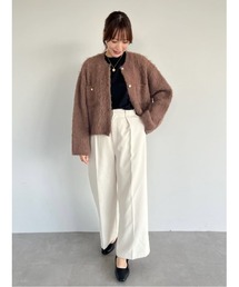 モヘアライクWポケットゴールドボタンカーディガン