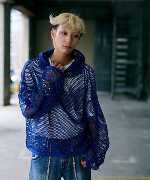 HARE（ハレ）の「【UNDERGROUND MODE】ショートメッシュパーカー(HARE)（パーカー・メンズ・ブラック/ブルー・FREE）」の12枚目の写真