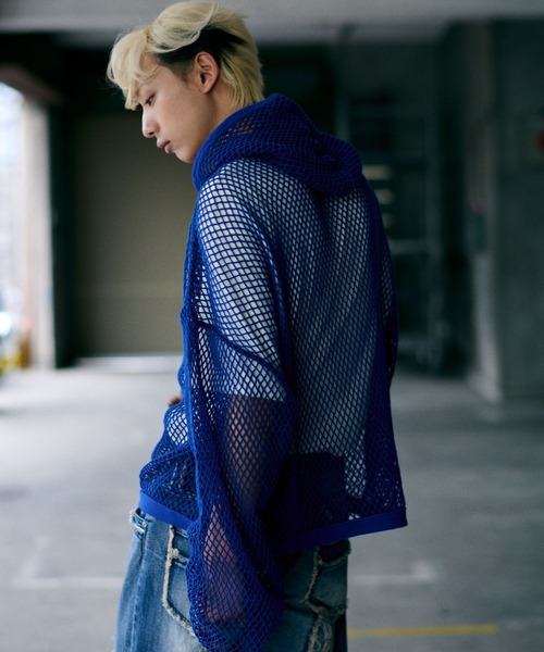 HARE（ハレ）の「【UNDERGROUND MODE】ショートメッシュパーカー(HARE)（パーカー・メンズ・ブラック/ブルー・FREE）」の14枚目の写真