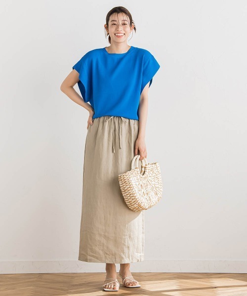 Droite lautreamont(ドロワットロートレアモン)の「リネンギャザースカート≪洗濯機で洗える≫(スカート・レディース・ベージュ/チャコールグレー・M/S)」の4枚目の写真