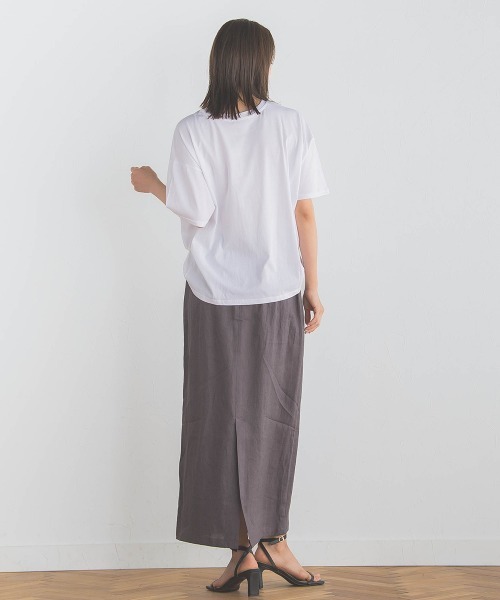 Droite lautreamont(ドロワットロートレアモン)の「リネンギャザースカート≪洗濯機で洗える≫(スカート・レディース・ベージュ/チャコールグレー・M/S)」の10枚目の写真