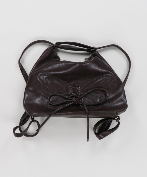 SPINNS（スピンズ）の「バタフライ×リボン 合皮ショルダーバッグ / 3way仕様 /リュック/斜め掛け/ワンショル（ショルダーバッグ・レディース・ブラウン/ブラック/ベージュ・ONESIZE）」の7枚目の写真