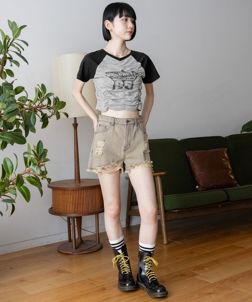 3.3 Field Trip （3.3フィールドトリップ）の「3.3 Field Trip／シャーリングプリントT（Tシャツ/カットソー・レディース・ホワイト/グレー・FREE）」の3枚目の写真