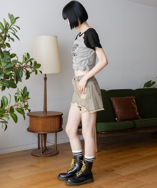 3.3 Field Trip （3.3フィールドトリップ）の「3.3 Field Trip／シャーリングプリントT（Tシャツ/カットソー・レディース・ホワイト/グレー・FREE）」の4枚目の写真