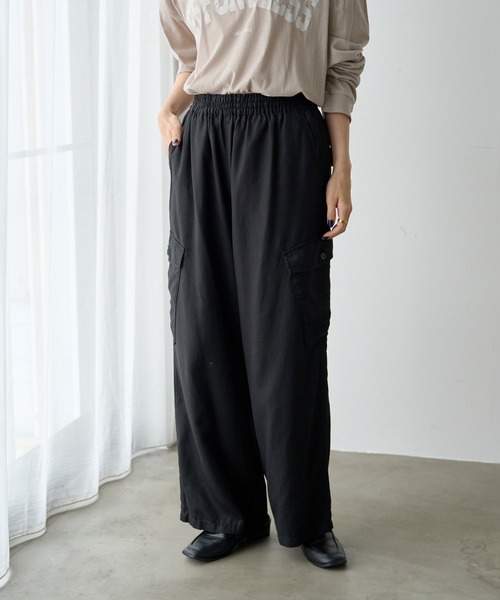 PUAL CE CIN(ピュアルセシン)の「麻テンセルカーゴパンツ(カーゴパンツ・レディース・ブラック/ベージュ/カーキ・FREE)」の12枚目の写真