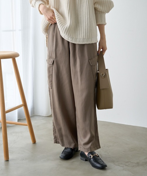 PUAL CE CIN 麻テンセルツイルカーゴパンツ イージーワイドパンツ PUAL CE CIN（ピュアルセシン）の「麻テンセルカーゴパンツ（カーゴ