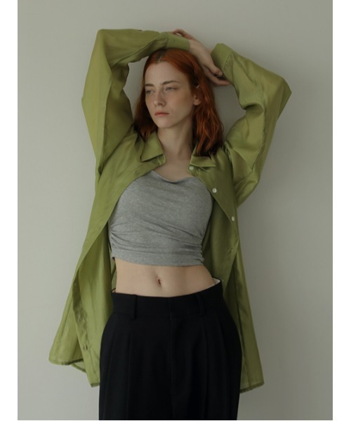 AMAIL（アマイル）の「Satin skin shirt（シャツ/ブラウス・レディース・カーキ/ピンク・FREE）」の2枚目の写真