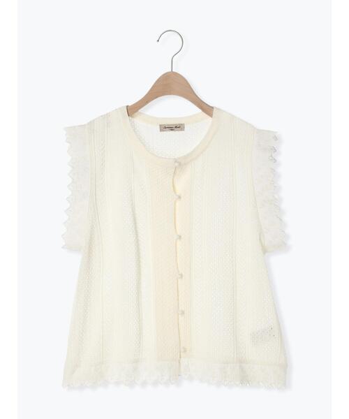 Samansa Mos2（サマンサ モスモス）の「レース付透かしニットベスト（ベスト・レディース・チャコールグレー/オフホワイト/モカ・F）」の13枚目の写真