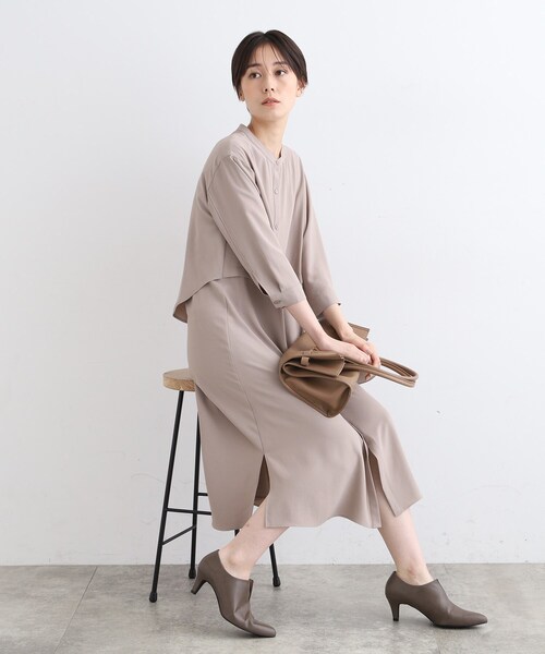 【セール】【洗える／UVケア／SETUP可能】レイヤード風シャツワンピース（ワンピース）｜INDIVI（インディヴィ）