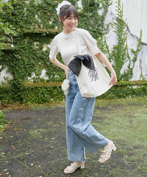 MAJESTIC LEGON（マジェスティックレゴン）の「リボンモチーフセットロゴトートバッグ（トートバッグ・レディース・ピンク/アイボリー/ブラック/ボルドー/ブルー/パープル/イエロー/オレンジ/グリーン・FREE）」の21枚目の写真