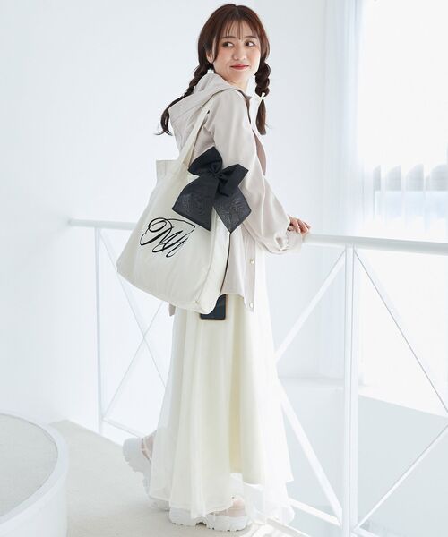 MAJESTIC LEGON（マジェスティックレゴン）の「リボンモチーフセットロゴトートバッグ（トートバッグ・レディース・ピンク/アイボリー/ブラック/ボルドー/ブルー/パープル/イエロー/オレンジ/グリーン・FREE）」の18枚目の写真