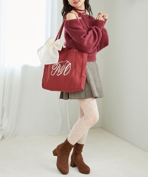 MAJESTIC LEGON(マジェスティックレゴン)の「リボンモチーフセットロゴトートバッグ(トートバッグ・レディース・ピンク/アイボリー/ブラック/ボルドー/ブルー/パープル/イエロー/オレンジ/グリーン・FREE)」の13枚目の写真