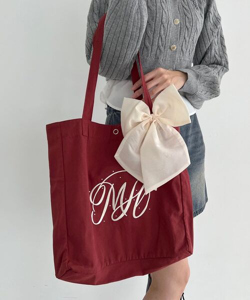 MAJESTIC LEGON(マジェスティックレゴン)の「リボンモチーフセットロゴトートバッグ(トートバッグ・レディース・ピンク/アイボリー/ブラック/ボルドー/ブルー/パープル/イエロー/オレンジ/グリーン・FREE)」の15枚目の写真