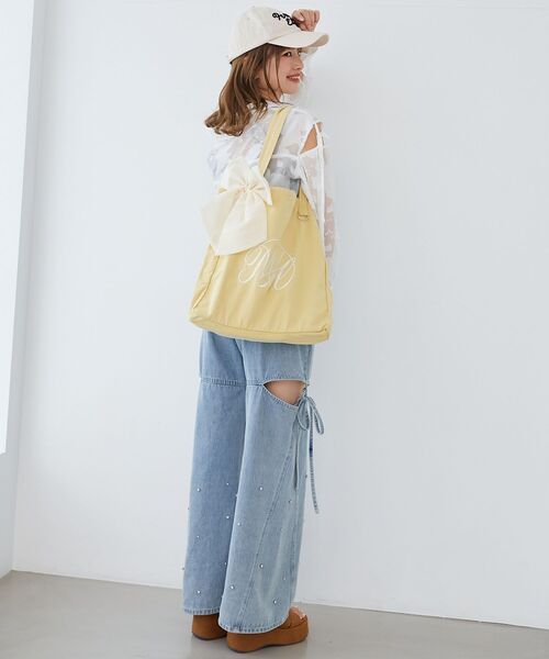 MAJESTIC LEGON(マジェスティックレゴン)の「リボンモチーフセットロゴトートバッグ(トートバッグ・レディース・ピンク/アイボリー/ブラック/ボルドー/ブルー/パープル/イエロー/オレンジ/グリーン・FREE)」の17枚目の写真