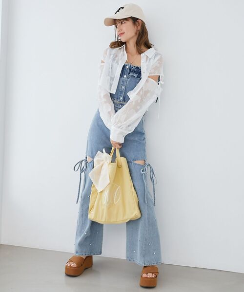 MAJESTIC LEGON(マジェスティックレゴン)の「リボンモチーフセットロゴトートバッグ(トートバッグ・レディース・ピンク/アイボリー/ブラック/ボルドー/ブルー/パープル/イエロー/オレンジ/グリーン・FREE)」の18枚目の写真