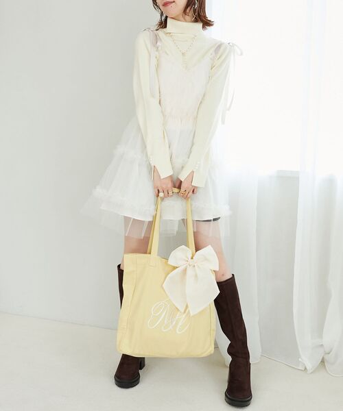 MAJESTIC LEGON(マジェスティックレゴン)の「リボンモチーフセットロゴトートバッグ(トートバッグ・レディース・ピンク/アイボリー/ブラック/ボルドー/ブルー/パープル/イエロー/オレンジ/グリーン・FREE)」の20枚目の写真