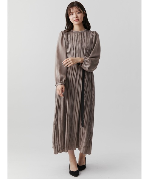 【セール】ピーチサテンプリーツワンピース（ワンピース）｜TONAL（トーナル）